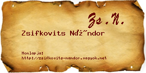 Zsifkovits Nándor névjegykártya